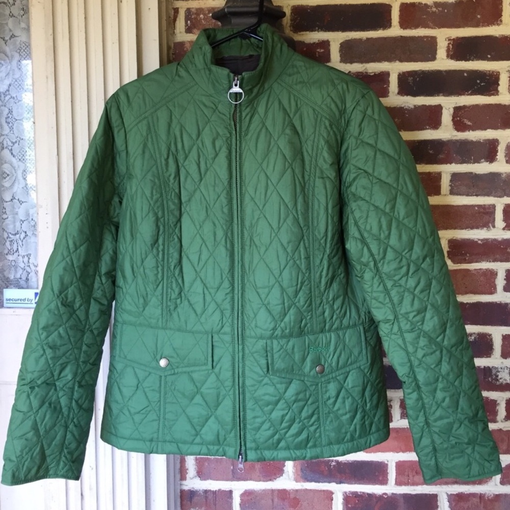 Lovely Green Quilted Barbour Lightweight Coat US10